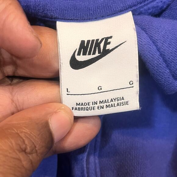 NIKE Womens Size Large Half Button Blue Purple Crop Top Sweater Sweatshirt - Picture 4 of 7